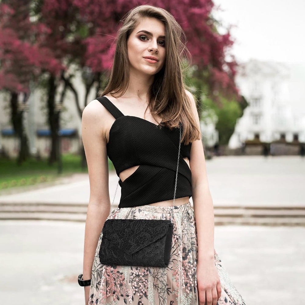 Evening Bag Lace Clutch Purse for Women Formal Elegant Envelope Wedding - Picture 7 of 10